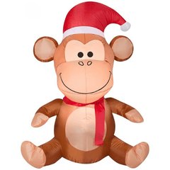 Gemmy Inflatables Christmas Inflatables 3 1/2' Gemmy Airblown Inflatable Christmas Monkey w/ Santa Hat & Scarf by Gemmy  Inflatable 781880217428 82097 3 1/2' Christmas Monkey w/ Santa Hat & Scarf by Gemmy  Inflatable