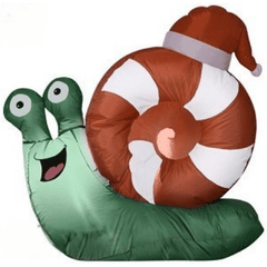 Gemmy Inflatables Christmas Inflatables 3 1/2' Snail w/ Santa Hat by Gemmy Inflatables 3 ½' Reindeer w/ Santa Hat and Green Bow Tie by Gemmy Inflatables