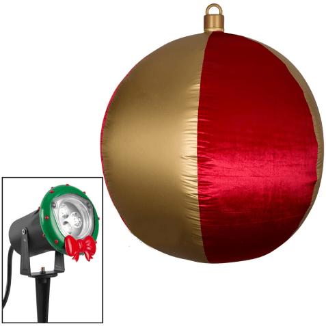 Gemmy Inflatables Christmas Inflatables 4 1/2' Mixed Media METALLIC Hanging Velvet Red & Gold Ornament by Gemmy Inflatable 117517 4 1/2' Mixed Media METALLIC Hanging Velvet Red & Gold Ornament 117517