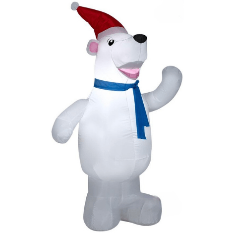 Gemmy Inflatables Christmas Inflatables 4' Polar Bear w/ Santa Hat by Gemmy Inflatables 4' Snowman wearing Santa Hat, Scarf Green Mittens by Gemmy Inflatables