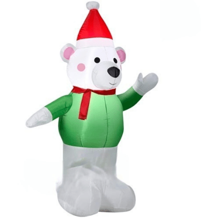 Gemmy Inflatables Christmas Inflatables 4' Polar Bear Wearing Green Sweater & Santa Hat by Gemmy Inflatables 781880208556 37880