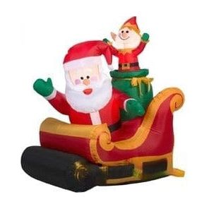 Gemmy Inflatables Christmas Inflatables 4' Santa In Sleigh w/ Elf by Gemmy Inflatable 83440