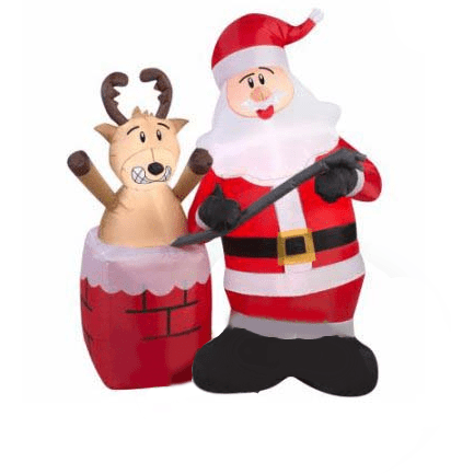 Gemmy Inflatables Christmas Inflatables 4' Santa trying to Help Stuck Reindeer in Chimney by Gemmy Inflatables 37178 4' Santa trying to Help Stuck Reindeer in Chimney by Gemmy Inflatables SKU# 37178