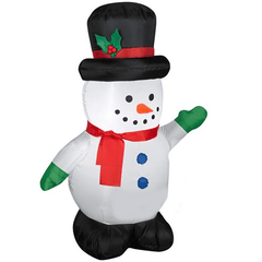 Gemmy Inflatables Christmas Inflatables 4' Snowman Wearing Green Mittens and Red Scarf by Gemmy Inflatables 732468443999 87645 4' Snowman Wearing Green Mittens and Red Scarf by Gemmy Inflatables SKU# 87645