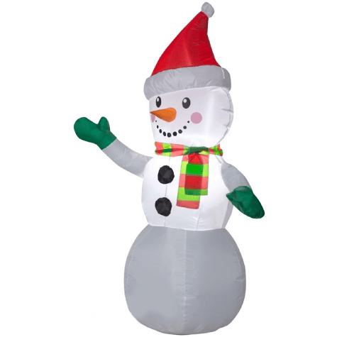 Gemmy Inflatables Christmas Inflatables 4' Snowman wearing Santa Hat, Scarf, and Green Mittens by Gemmy Inflatables 113836 4' Snowman wearing Santa Hat, Scarf, and Green Mittens by Gemmy Inflatables SKU# 113836