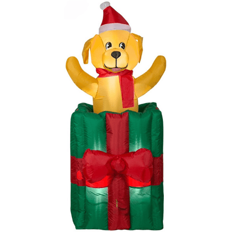 Gemmy Inflatables Christmas Inflatables 5' Animated Inflatable Pop up Puppy Dog in Christmas Present by Gemmy Inflatable 7 1/2' Green Christmas Tree Christmas Star Micro LEDs Gemmy Inflatable