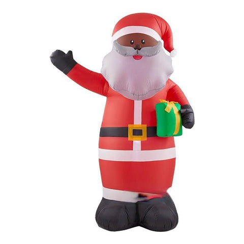 Gemmy Inflatables Christmas Inflatables 6 1/2' African American Santa Claus holding Present by Gemmy Inflatable