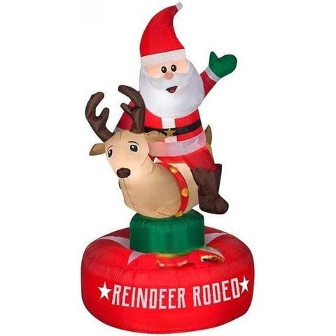 Gemmy Inflatables Christmas Inflatables 6  ½' Animated Inflatable Santa Claus and Reindeer Rodeo Scene by Gemmy Inflatables 118418 6  ½' Santa Claus and Reindeer Rodeo Scene Gemmy Inflatables