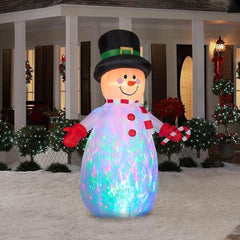 8' Kaleidoscope Snowman w/ Candy Cane by Gemmy Inflatables