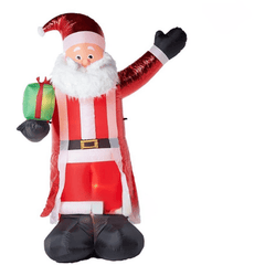 Gemmy Inflatables Christmas Inflatables 8' Mixed Media Metallic Santa Claus Holding Christmas Gift by Gemmy Inflatable 118513 8' Mixed Media Metallic Santa Claus Christmas Gift Gemmy Inflatable