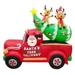 Gemmy Inflatables Christmas Inflatables 8' Santa's Christmas Tree Delivery Truck w/ Reindeer by Gemmy Inflatables 781880274407 GTC81103-8 8' Santa's Christmas Tree Delivery Truck Reindeer by Gemmy Inflatables