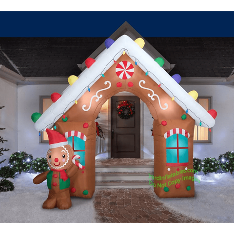 Gemmy Inflatables Christmas Inflatables 9' Gemmy Airblown Inflatable Christmas Gingerbread Man Archway by Gemmy Inflatable 781880201342 880899 9' Gemmy Airblown Inflatable Christmas Gingerbread Man Archway