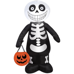 Gemmy Inflatables Halloween Inflatables 3 1/2' Skeleton Boy holding Pumpkin Tote by Gemmy Inflatables 086786754641 70653 3 1/2' Skeleton Boy holding Pumpkin Tote by Gemmy Inflatables SKU# 70653