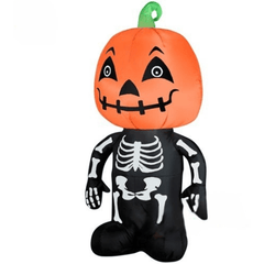 Gemmy Inflatables Halloween Inflatables 3 1/2' Skeleton Boy w/ Pumpkin Head by Gemmy Inflatable 3 1/2' Gemmy Airblown Inflatable Thanksgiving Pilgrim Turkey Red Vest