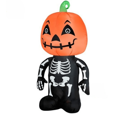Gemmy Inflatables Halloween Inflatables 3 1/2' Skeleton Boy w/ Pumpkin Head by Gemmy Inflatable 3 1/2' Gemmy Airblown Inflatable Thanksgiving Pilgrim Turkey Red Vest