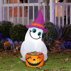 3 1/2' Halloween Ghost w/ Pumpkin Candy Bowl by Gemmy Inflatables