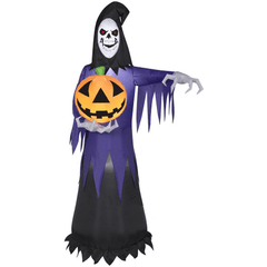 Gemmy Inflatables Halloween Inflatables 7' Grim Reaper Holding Pumpkin by Gemmy Inflatables 73471 7' Grim Reaper Holding Pumpkin by Gemmy Inflatables SKU# 73471