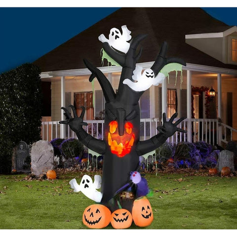 Gemmy Inflatables Inflatable Party Decorations 10' Animated Kaleidoscope Haunted Tree w/ Ghosts, Spiders, Pumpkins by Gemmy Inflatables 3'Inflatable Mardi Gras Black & Gold Fleur-De-Lis SKU# 448058