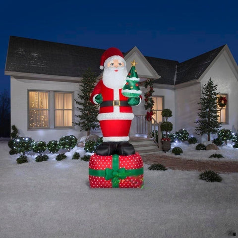 Gemmy Inflatables Inflatable Party Decorations 10' Plush Santa Claus Standing On Present by Gemmy Inflatables