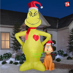 11' Animated Micro LED Dr. Seuss’ Grinch w/ Max by Gemmy Inflatables