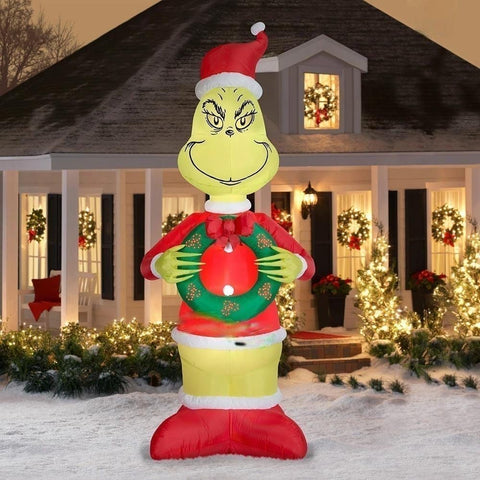 Gemmy Inflatables Inflatable Party Decorations 11' Dr. Seuss Grinch w/ Micro LED Wreath by Gemmy Inflatables 114313