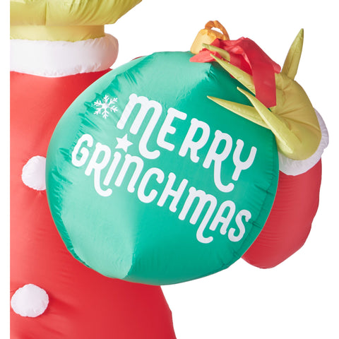 Gemmy Inflatables Inflatable Party Decorations 11' Giant Christmas Grinch Holding Merry Grinchmas Ornament by Gemmy Inflatables 781880204596 113003 11' Giant Christmas Grinch Merry Grinchmas Ornament Gemmy Inflatables