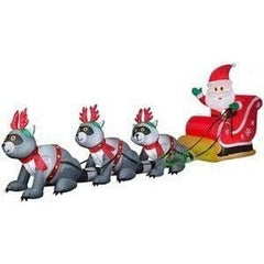 Gemmy Inflatables Inflatable Party Decorations 13' Santa Sleigh w/ Racoon Reindeer by Gemmy Inflatables