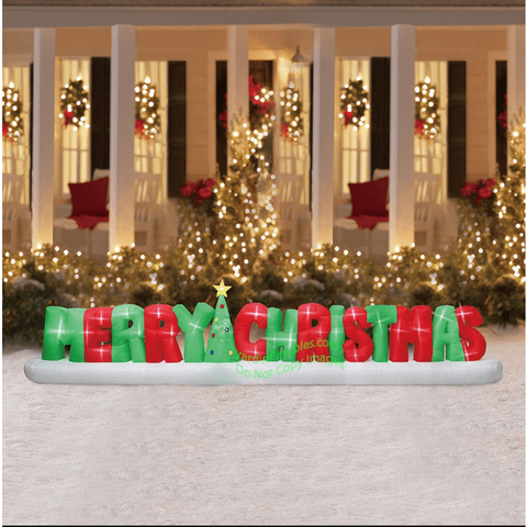 Gemmy Inflatables Inflatable Party Decorations 20' Air blown LED Light Show Merry Christmas Sign w/ Flashing Lights by Gemmy Inflatables A24045001A 20' Air blown LED Light Show Merry Christmas Sign w/ Flashing Lights