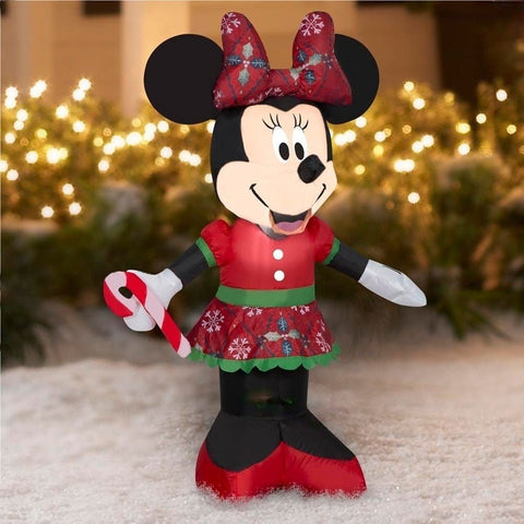 Gemmy Inflatables Inflatable Party Decorations 3 1/2' Christmas Disney Minnie Mouse Holding Candy Cane by Gemmy Inflatables 114365 3 1/2' Disney Minnie Mouse Holding Candy Cane Gemmy Inflatables