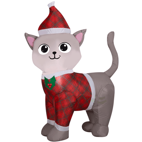 Gemmy Inflatables Inflatable Party Decorations 3 1/2' Christmas Kitten w/ Plaid Hat and Sweater by Gemmy Inflatables 881222