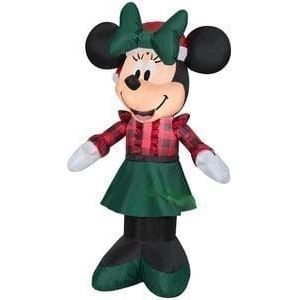 Gemmy Inflatables Inflatable Party Decorations 3 1/2' Christmas Woodland Minnie Mouse by Gemmy Inflatables 3 1/2' Christmas Minnie Mouse Wearing Holiday Outfit Gemmy Inflatables