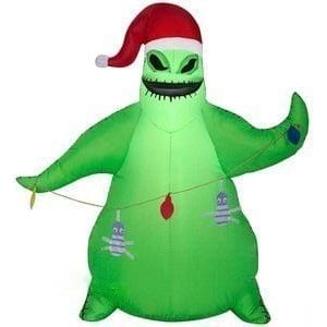 Gemmy Inflatables Inflatable Party Decorations 3 1/2' Disney Oogie Boogie Wearing Santa Hat Holding Bug Light String by Gemmy Inflatables 3 1/2' Halloween Nightmare Christmas Oogie Boogie Banner Gemmy