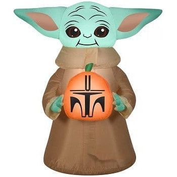 Gemmy Inflatables Inflatable Party Decorations 3 1/2' Disney's Star Wars The Mandalorian The Child Holding Mandalorian Pumpkin by Gemmy Inflatables 781880239123 226677 3 1/2' Star Wars Mandalorian Child  Pumpkin Gemmy Inflatables