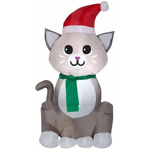 Gemmy Inflatables Inflatable Party Decorations 3 1/2' Gray Cat Wearing Santa Hat by Gemmy Inflatables 781880274742 117269