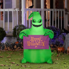 3 1/2' Halloween Nightmare Before Christmas Oogie Boogie Holding Banner by Gemmy Inflatables