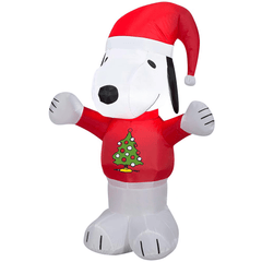 Gemmy Inflatables Inflatable Party Decorations 3 1/2' Peanut’s Snoopy in Christmas Tree Sweater w/ Santa Hat by Gemmy Inflatables 119148 3 1/2' Snoopy in Christmas Tree Sweater w/ Santa Hat Gemmy Inflatables