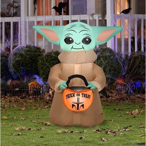 Gemmy Inflatables Inflatable Party Decorations 3 1/2' The Mandalorian The Child w/ Treat Tote by Gemmy Inflatables 228688 3 1/2' Disney Mandalorian Child Baby Yoda Ornament Gemmy Inflatables