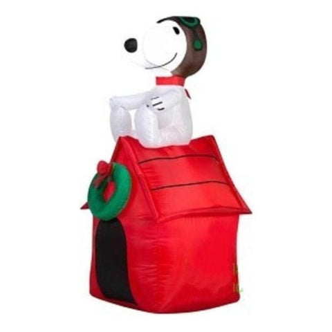 Gemmy Inflatables Inflatable Party Decorations 3.5' Christmas Snoopy On Doghouse w/ Wreath by Gemmy Inflatables 781880206743 19373