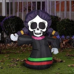 3.5' Halloween Day of the Dead Skeleton Girl by Gemmy Inflatables