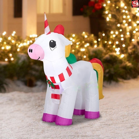 Gemmy Inflatables Inflatable Party Decorations 3  ½' Chirsmtas Unicorn w/ Scarf by Gemmy Inflatables 118727 3  ½' Chirsmtas Unicorn w/ Scarf by Gemmy Inflatables SKU#118727