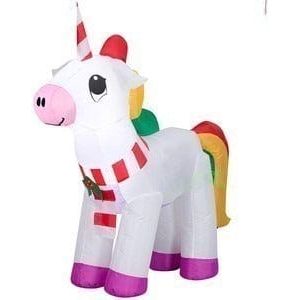 Gemmy Inflatables Inflatable Party Decorations 3  ½' Chirsmtas Unicorn w/ Scarf by Gemmy Inflatables 3  ½' Christmas Unicorn by Gemmy Inflatables SKU# 114548