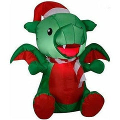 Gemmy Inflatables Inflatable Party Decorations 3' Christmas Baby Dragon Wearing Santa Hat by Gemmy Inflatables 781880274339 117294