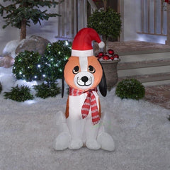 3  ½' Christmas Beagle Wearing A Santa Hat by Gemmy Inflatables