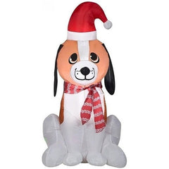 Gemmy Inflatables Inflatable Party Decorations 3  ½' Christmas Beagle Wearing A Santa Hat by Gemmy Inflatables 3 ½' Reindeer w/ Santa Hat and Green Bow Tie by Gemmy Inflatables