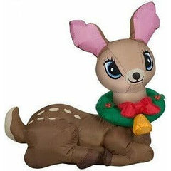 Gemmy Inflatables Inflatable Party Decorations 3' Vintage Deer w/ Wreath by Gemmy Inflatables 781880274803 113914