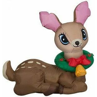 Gemmy Inflatables Inflatable Party Decorations 3' Vintage Deer w/ Wreath by Gemmy Inflatables 781880274803 113914