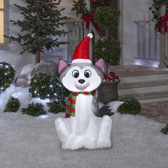 4 1/2' Christmas Husky w/ Santa Hat and Scarf by Gemmy Inflatables