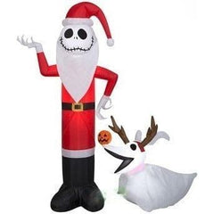 Gemmy Inflatables Inflatable Party Decorations 4 1/2' Christmas Jack Skellington Santa w/ Reindeer Zero by Gemmy Inflatables 112981