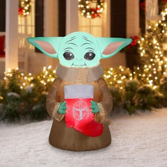 4 1/2' Disney's The Mandalorian The Child w/ Christmas Stocking by Gemmy Inflatables