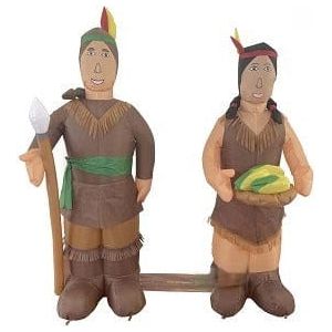 Gemmy Inflatables Inflatable Party Decorations 4.5' Thanksgiving Indian Boy & Girl COMBO by Gemmy Inflatables 781880251552 Y817